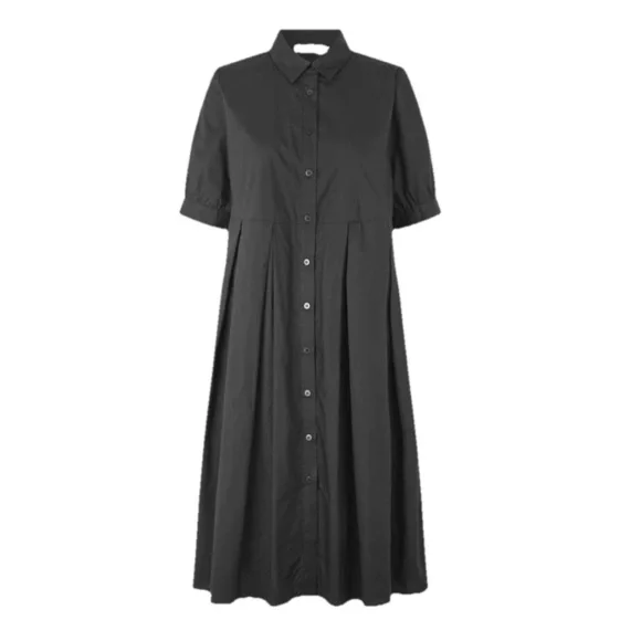 Masai Copenhagen Nebina Black Pleated Collared A-line Shirt Dress Buttons Size S - Picture 4 of 7